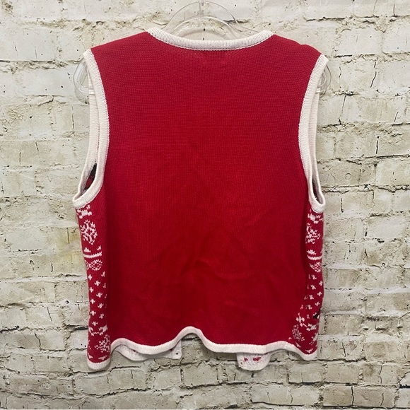 NEW Holiday Editions Red Black Knit Reindeer Christmas Cardigan - Picture 4 of 6